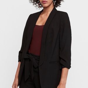 Ruched sleeve boyfriend blazer